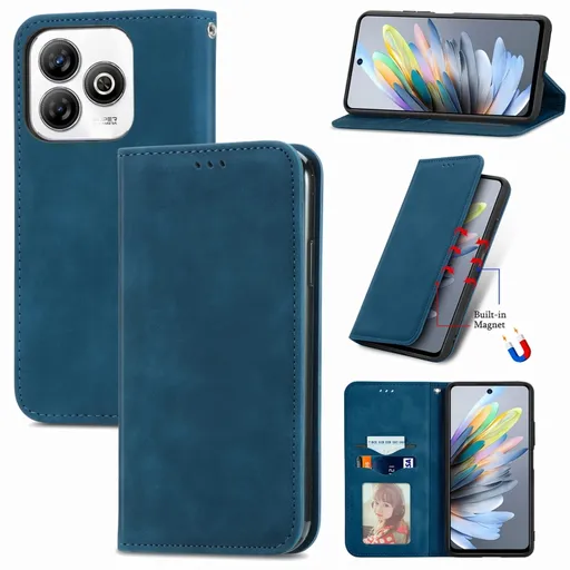 MAGNETIC Zaklápací kryt pre ZTE Blade A75 modrý