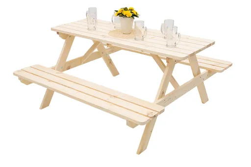 DEOKORK Masívny drevený pivný set z borovice 160 cm hrúbka 28 mm