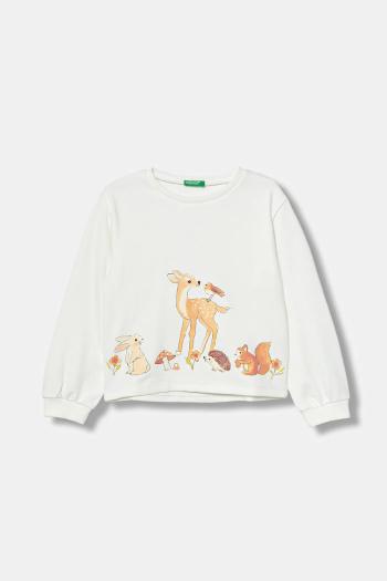 Detská mikina United Colors of Benetton biela farba, s potlačou, 3SNPG10KA