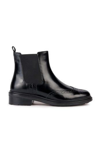 Kožené topánky chelsea Geox D WALK PLEASURE D dámske, čierna farba, na plochom podpätku, D36TGD 00038 C9999