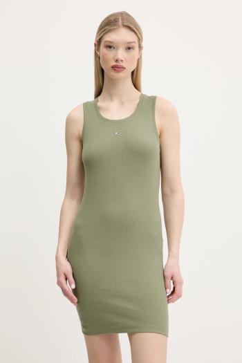 Šaty Tommy Jeans zelená farba, mini, priliehavé, DW0DW20674