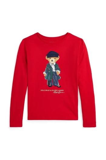 Detská bavlnená košeľa s dlhým rukávom Polo Ralph Lauren červená farba, 313952134002