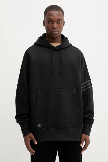 Mikina adidas Originals Neuclassics čierna farba, s kapucňou, s nášivkou, HZ3740