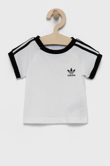 Detské bavlnené tričko adidas Originals DV2824 biela farba, s nášivkou