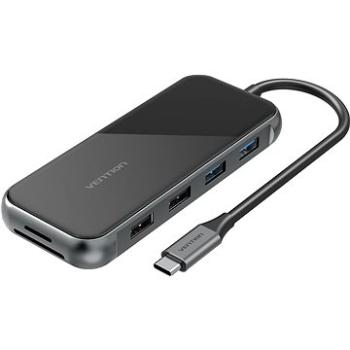 Vention USB-C to HDMI/VGA/2× USB3.0/2× USB2.0/RJ45/TF/SD/PD Docking Station 0,15 m Gray (TFGHB)