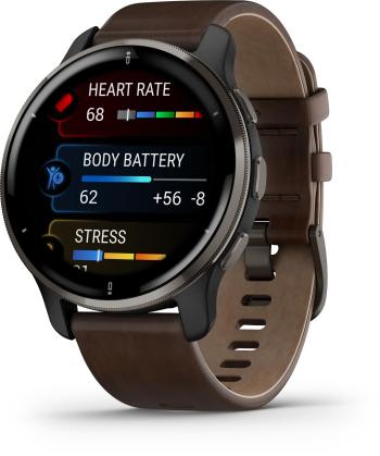 Okosóra Garmin Venu 2 Plus Slate/ Brown Leather Band