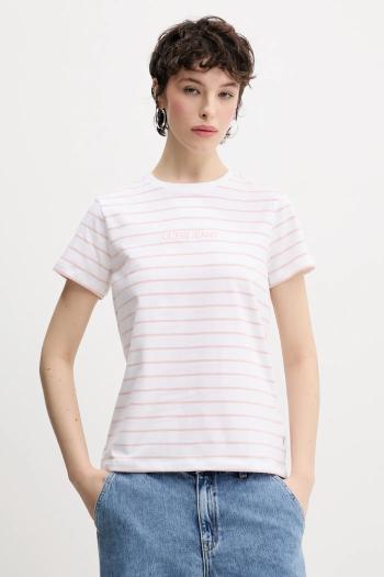 Tričko Guess Jeans dámske, béžová farba, W4BI53 KCIE1