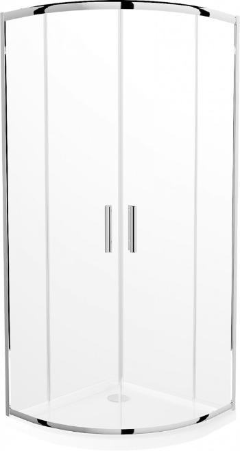 MEXEN/S - Rio štvrťkruhový sprchovací kút 80 x 80, transparent, chróm + vanička so sifónom Flat, biela 863-080-080-01-00-4110
