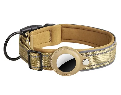 PROTEMIO GLOWY PAW Reflexný obojok pre Apple AirTag VEĽKOSŤ: M - šedo-hnedý