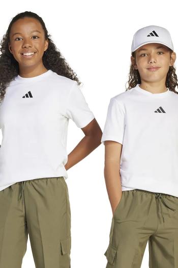 Detské bavlnené tričko adidas biela farba, s nášivkou, JC9774