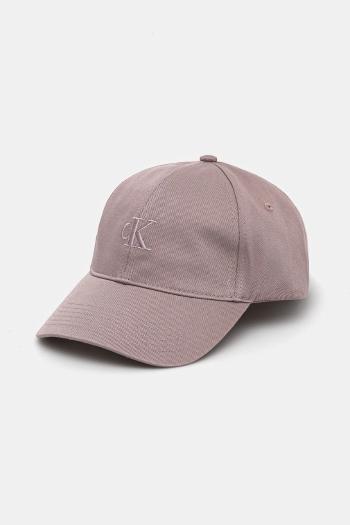 Bavlnená šiltovka Calvin Klein Jeans fialová farba, s potlačou, LV04K5024G