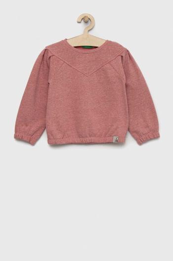Detská mikina United Colors of Benetton ružová farba, jednofarebná