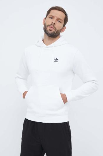 Mikina adidas Originals pánska, biela farba, s kapucňou, jednofarebná