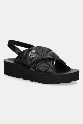 Kožené sandále Love Moschino dámske, čierna farba, na platforme, JA16044I1MIE0000