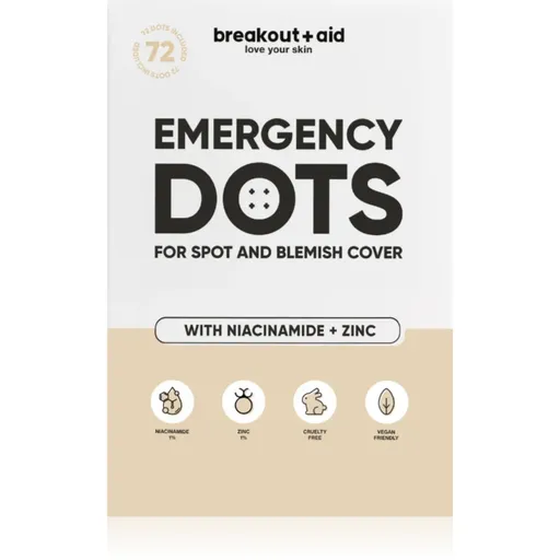 breakout + aid Emergency Dots For Spots and Blemishes lokálna starostlivosť proti akné s niacínamidom a zinkom 72 ks