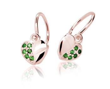 Cutie Jewellery Detské náušnice z ružového zlata C2160-10-X-4 zelená