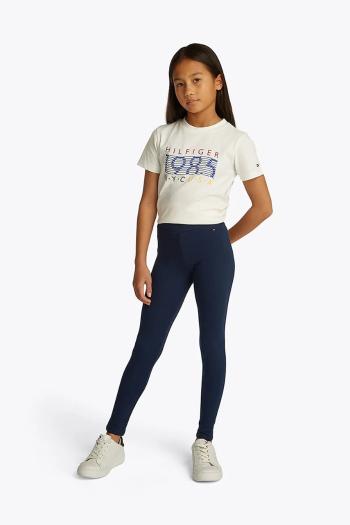 Detské bavlnené legíny Tommy Hilfiger tmavomodrá farba, jednofarebné, KG0KG08421