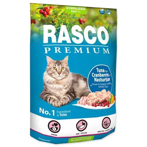 Rasco Premium Cat Sterilized tuniak s brusnicami a kapucínkou 0,4 kg