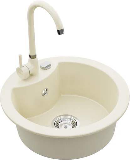 MEXEN/S MEXEN/S - Diego granitový drez 1-miska vrátane batérie Telma, béžováy 6512-69-670200-69