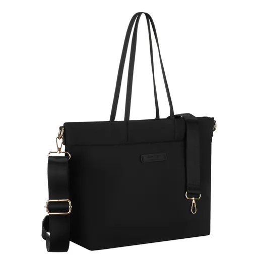 Dámska čierna shopper kabelka z nylonu – veľká, elegantná a pohodlná