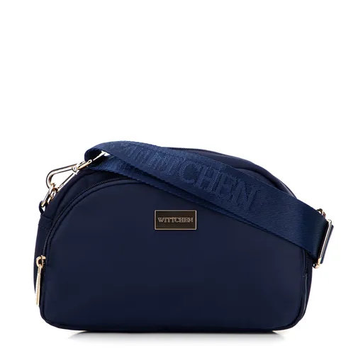 Dámska kabelka na rameno z nylonu tmavomodrá 29-4P-204-90