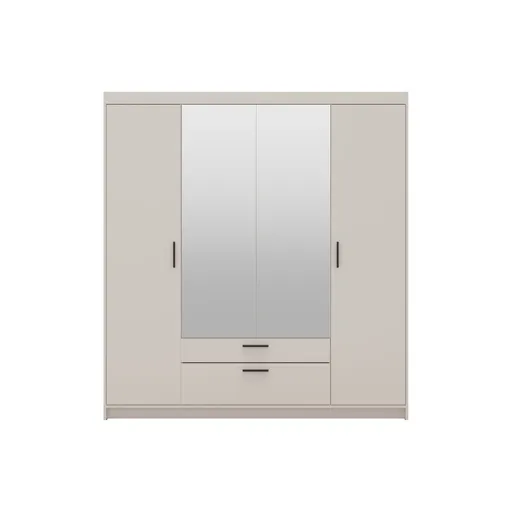ArtLemp Šatníková skriňa ELLEN 4D2S so zrkadlom | pieskovo béžová