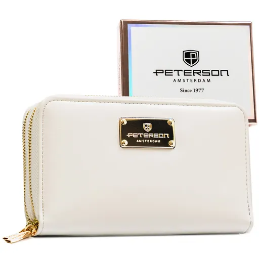 Dámska biela peňaženka typu peračník so zipsom a RFID ochranou