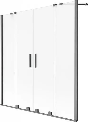 MEXEN/S - Velar Duo dvojkrídlová posuvná vaňová zástena 150 x 150, dekor, grafit kartáčovaná 896-150-000-32-66
