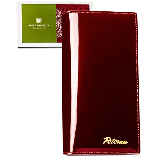 Červená lakovaná kožená peňaženka na magnet – Peterson