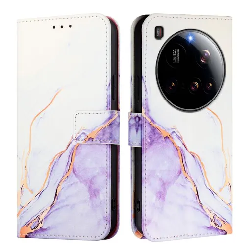 ART MARBLE Peňaženkový kryt pre Xiaomi 15 Ultra WHITE PURPLE
