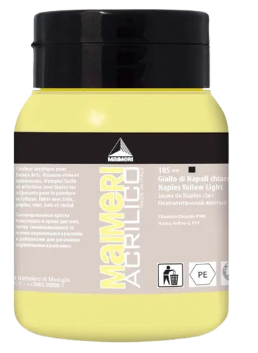 MAIMERI ACRILICO - Akrylové farby 105 - naples yellow light, 0,5 L