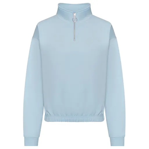 Just Hoods Dámska crop top mikina s krátkym zipsom - Nebesky modrá | XS