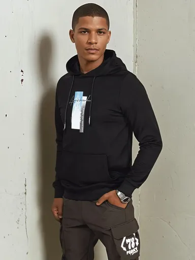 Pánska čierna mikina s kapucňou Dstreet BX5725