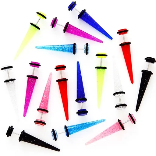 Falošný taper do ucha s trblietkami - Farba piercing: Modrá