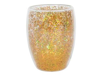 HIT Pohár s dvojitým sklom 350ml zlaté konfety