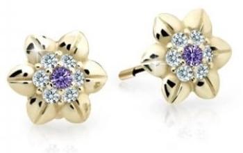 Cutie Jewellery Krásne detské náušnice zo žltého zlata C2202-30-X-1 fialová