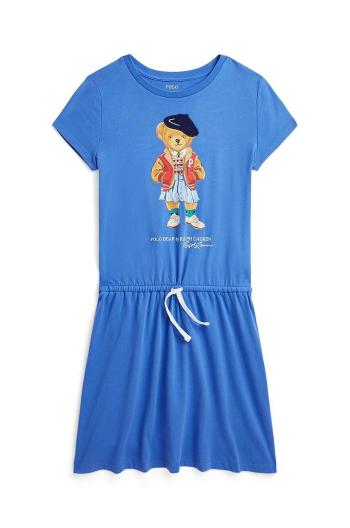 Dievčenské bavlnené šaty Polo Ralph Lauren mini, áčkový strih