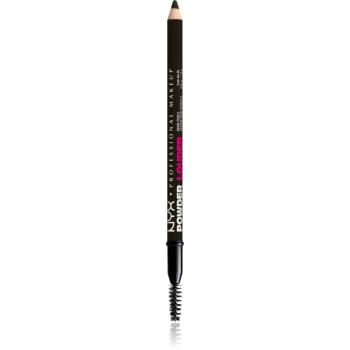 NYX Professional Makeup Powder Louder ceruzka na obočie s kefkou odtieň Black 1 ks
