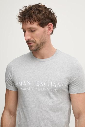 Tričko Armani Exchange pánske, šedá farba, s potlačou