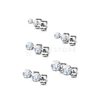 Elegantné oceľové náušnice so zirkónom, puzetové zapínanie, SET 5 párov TS-EA-0204 - 30 dní na vrátenie tovaru, Garancia originality