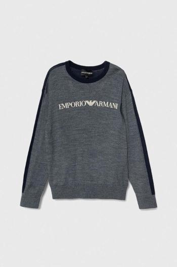 Detský vlnený sveter Emporio Armani tmavomodrá farba, tenký