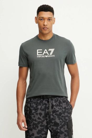 Bavlnené tričko EA7 Emporio Armani pánske, šedá farba, s potlačou, AF10375.7M000224
