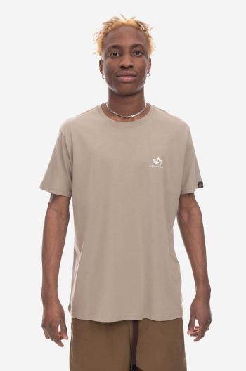 Bavlnené tričko Alpha Industries Basic T Small Logo 188505.679-beige, béžová farba, jednofarebný