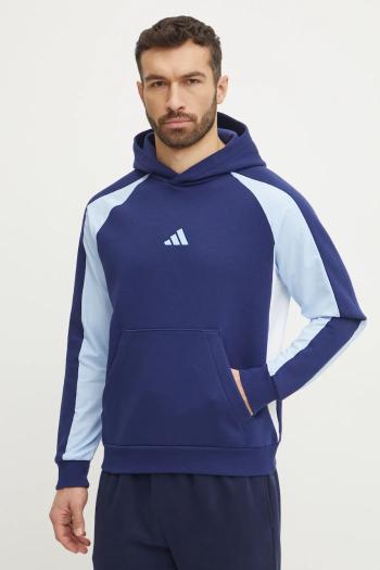Mikina adidas Essential Colorblock pánska, tmavomodrá farba, s kapucňou, vzorovaná, JD8064