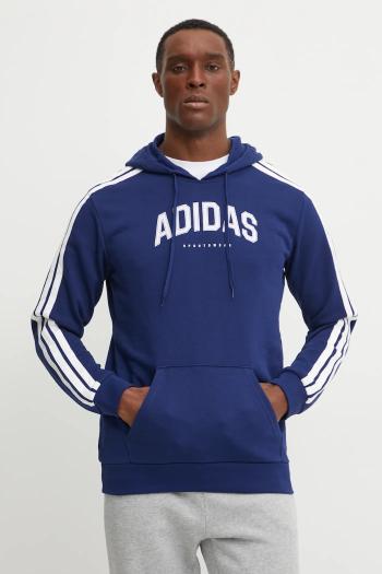 Mikina adidas Collegiate pánska, tmavomodrá farba, s kapucňou, s potlačou, JV6502