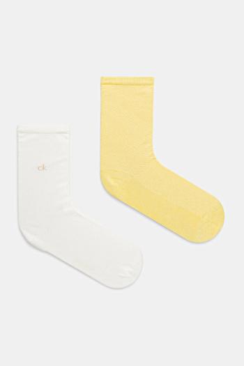 Ponožky Calvin Klein 2-pak dámske, žltá farba, 701231377