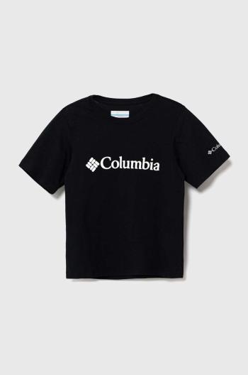 Detské bavlnené tričko Columbia Valley Creek Short čierna farba, s potlačou