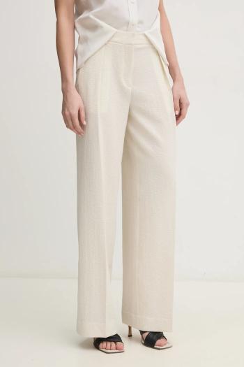 Nohavice Calvin Klein dámske, béžová farba, široké, vysoký pás, K20K208217