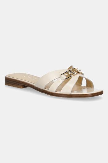 Kožené šľapky Guess REALLA dámske, béžová farba, FLJRLL LEA19