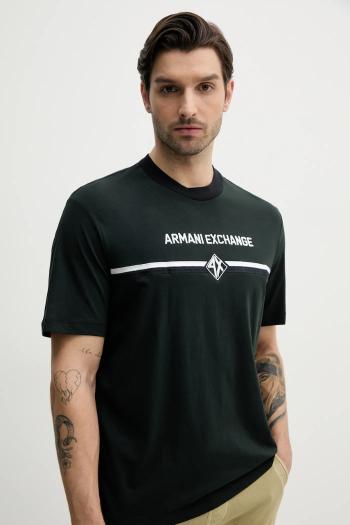 Bavlnené tričko Armani Exchange pánske, zelená farba, s nášivkou, XM000274 AF12308